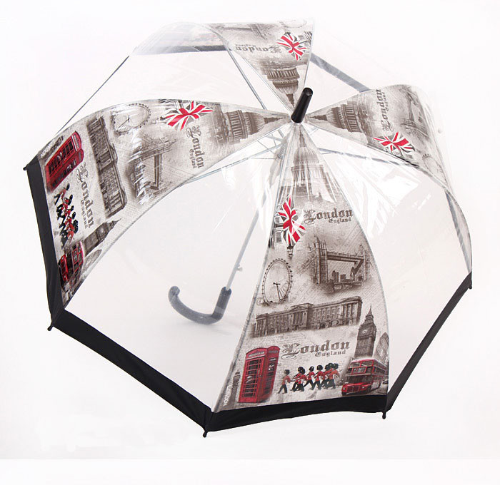 High Grade POE Material Large See Through Umbrella 8K Windproof Tower Picture Printing