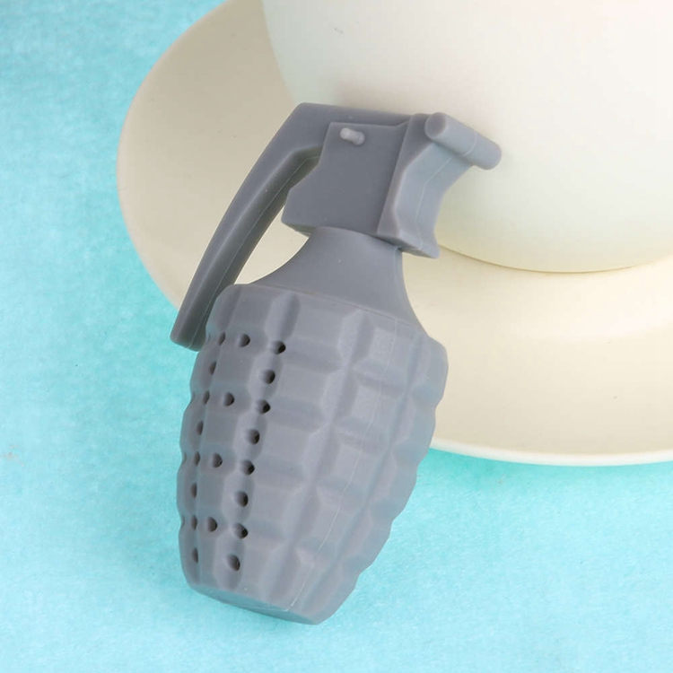 Funny Unique Customized Colour Cool Hand Grenades Shape Silicone Tea Bag Strainer Infuser Tea Ball