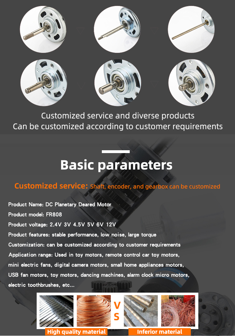 Faradyi Customized 42mm Long Life and Low Noise Brush Planetary Gear Motor 12V 24V for Power Tools