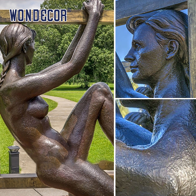 Outdoor Sculpture Elegantly Sitting Bronze Statue Of A Woman