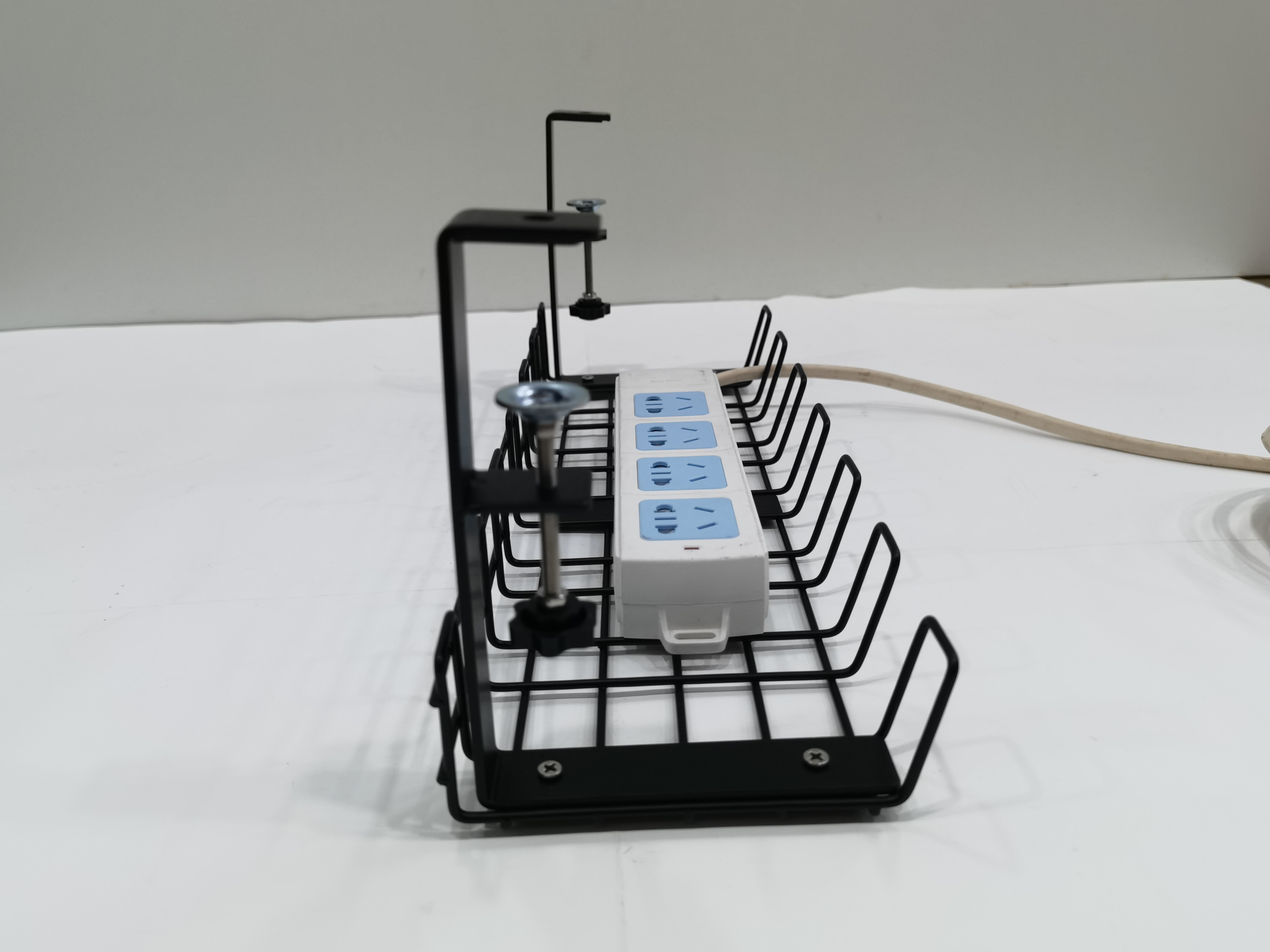 Adjustable Cable Management Tray for Desk No Drilling Required Large Space Metal Tray