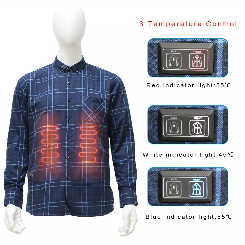 Sheerfond Heated Long Sleeve Shirt , Flannel Heated Thermal Underwear Odm