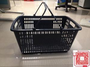 China Retail Store Plastic Shopping Basket With Handle Grip / Food Shopping Cart wholesale