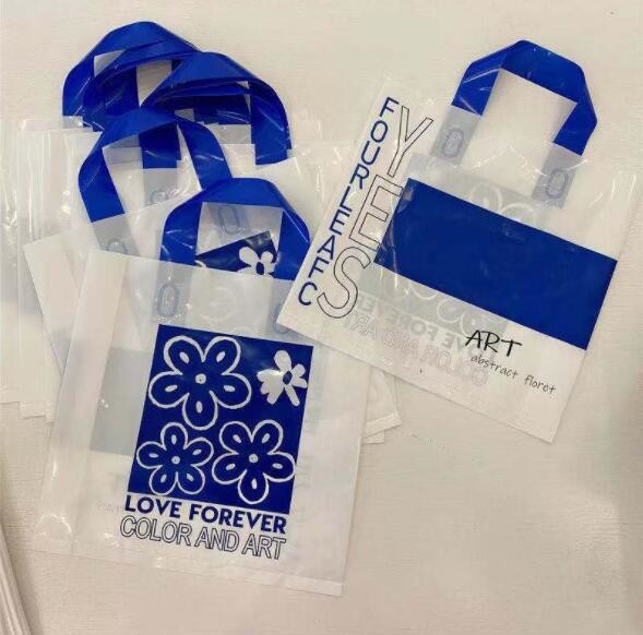 0.12mm Thickness Garment Plastic Packaging Bags Navy Flower Thicker Shopping