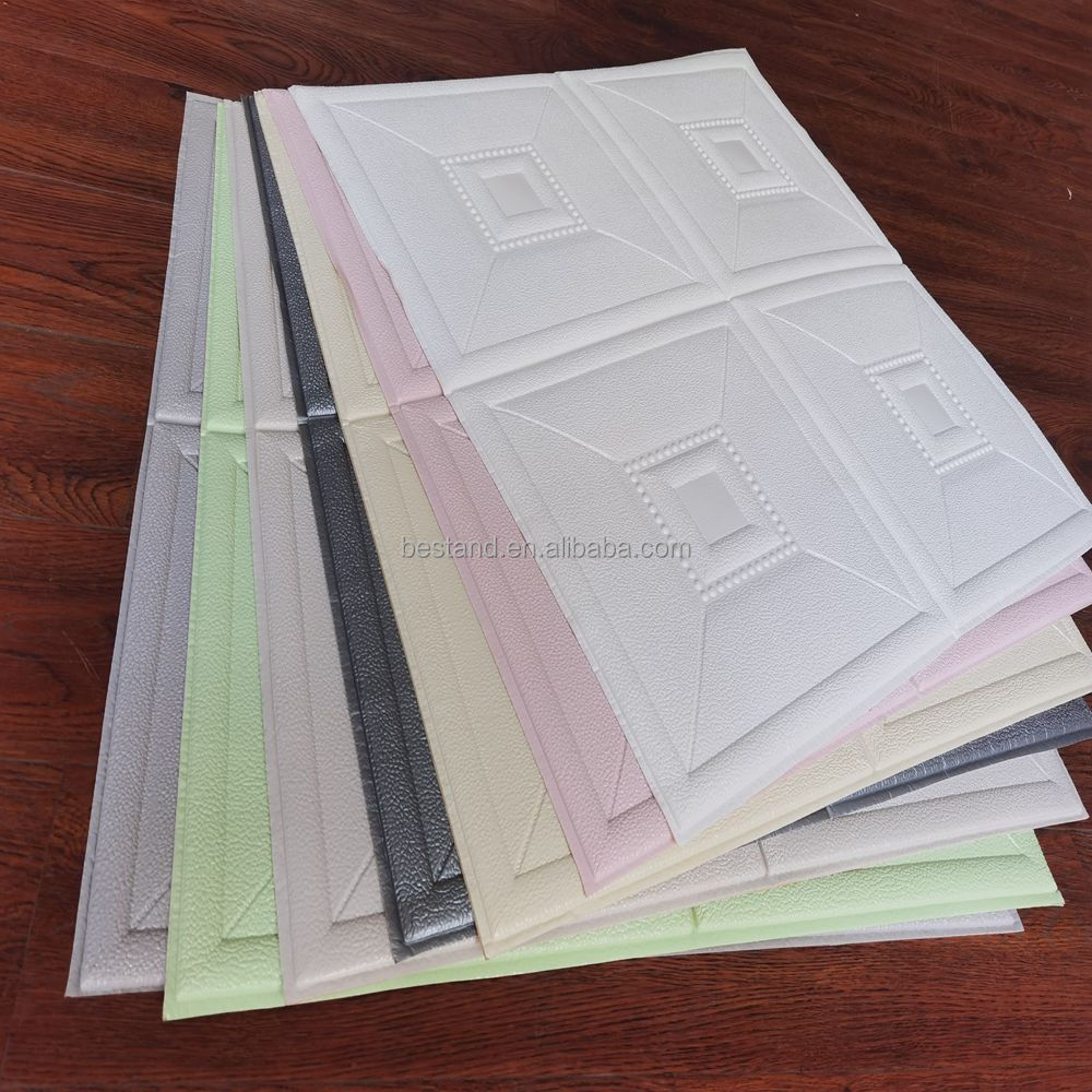 8mm Thickness Geometric Pattern Foam Wall Stickers for Sophisticated 3D Ceiling Wallpaper