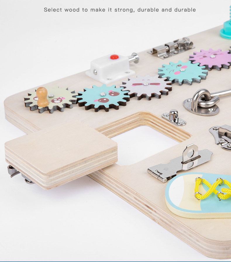 Wooden Montessori Teaching Aids for Kids Learning Macaron Colors Puzzle Unlocking Toy