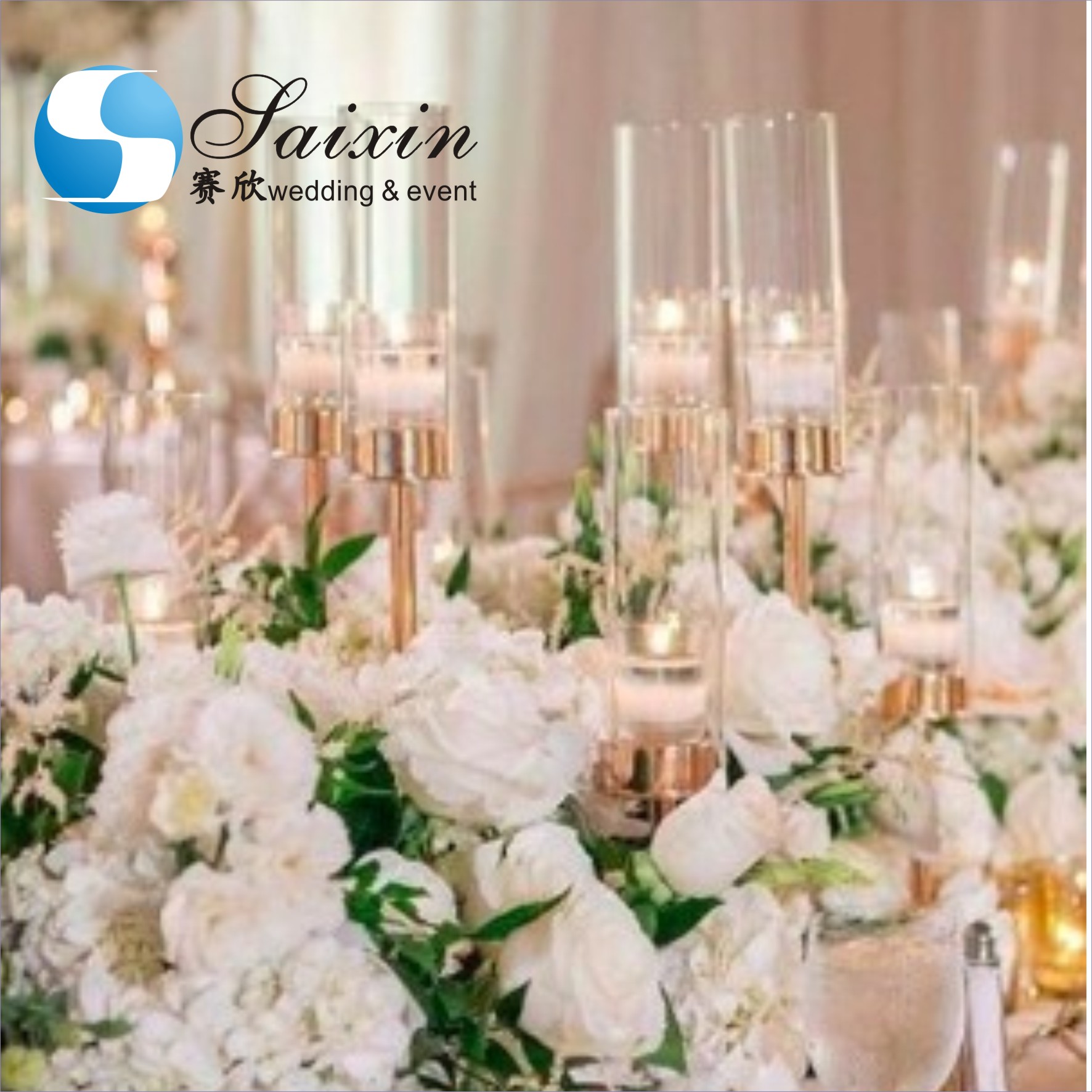 Single Rose Gold Candle Centerpieces Unity Metal Candle Holders 3 Piece Set