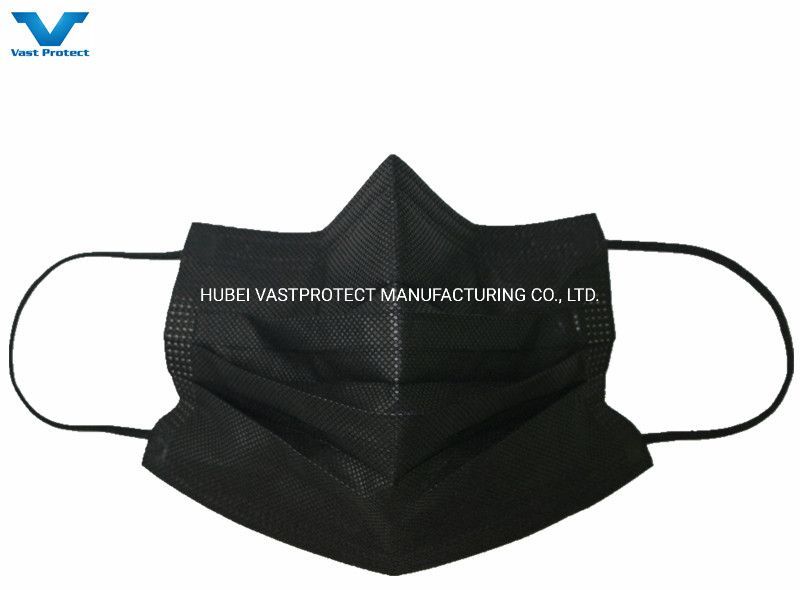Factory Type I II Iir Protective Black White Earloop PP 3ply Non-Woven Disposable Face Mask
