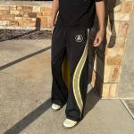 Men's Custom Streetwear Striped Sweatpants 100% Cotton Wide Leg Flare Sweat Pant