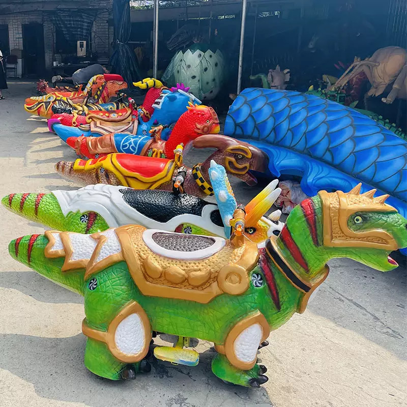 Custom Animatronic Dinosaur Ride On Natural Color for Theme Park