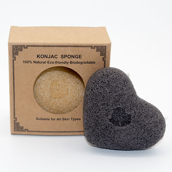 Beige Natural Konjac Facial Cleansing Sponge Eco Friendly Heart Bath Sponge