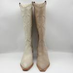 Comfortable Womens Leather Dress Boots Waterproof Off White