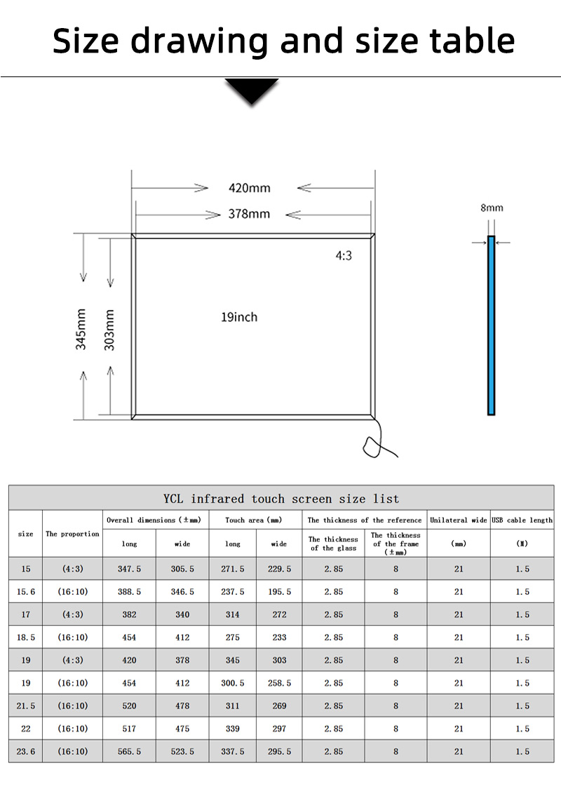 Interactive DIY IR Touch Frame 19 Inch 4:3 Ratio For Gaming