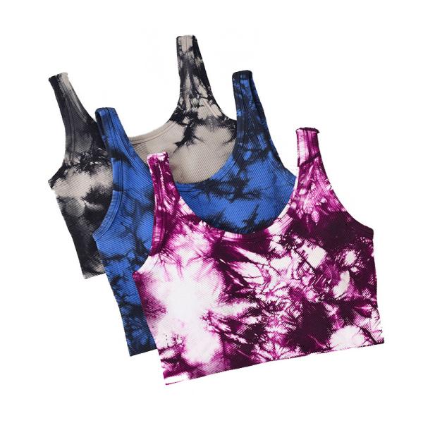 Oem Factory Manufacturer Custom Logo Sports Bras Tie Dye Seamless Cropped Tank