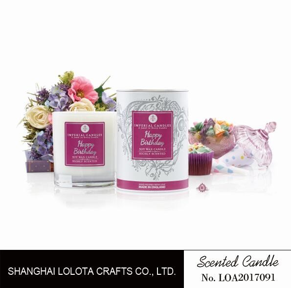 Birthday Gift Scented Soy Candles , Non Toxic Scented Candles Round Rigid Box