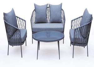 China All Steel Webbing Rope Terrace 4pcs Conversation Chair Sets wholesale