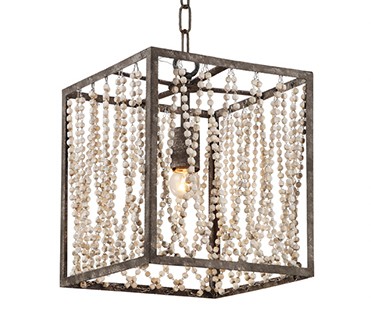 Rectangular metal chandelier with Wood Bead Chandelier (WH-CI-43)