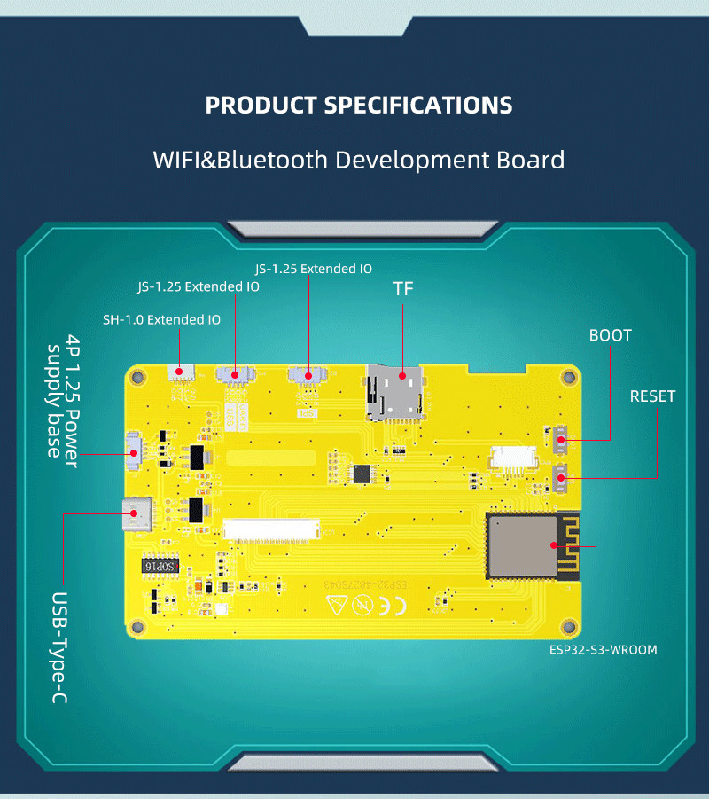 4.3 Inch ESP32 Display Module 480x270 HMI Touch Screen 4.75V - 5.25V