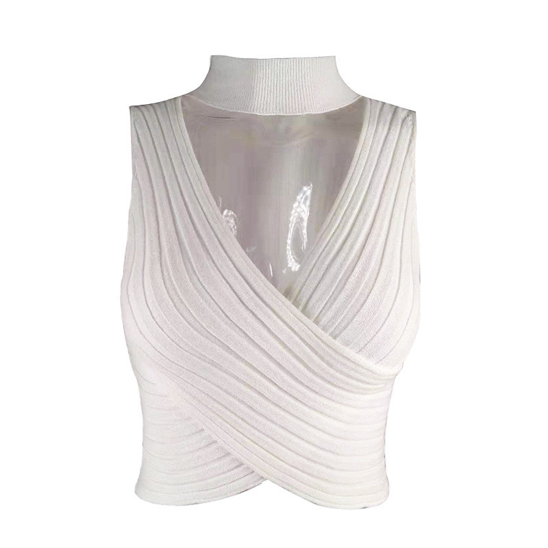 Hanging Neck Sleeveless Sexy Women's Knitted Tank Top