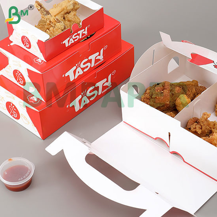 300gsm 330gsm 350gsm Greaseproof Food Grade High Stiffness Foodpack Greaseproof Cardboard Fried Food Packaging Box