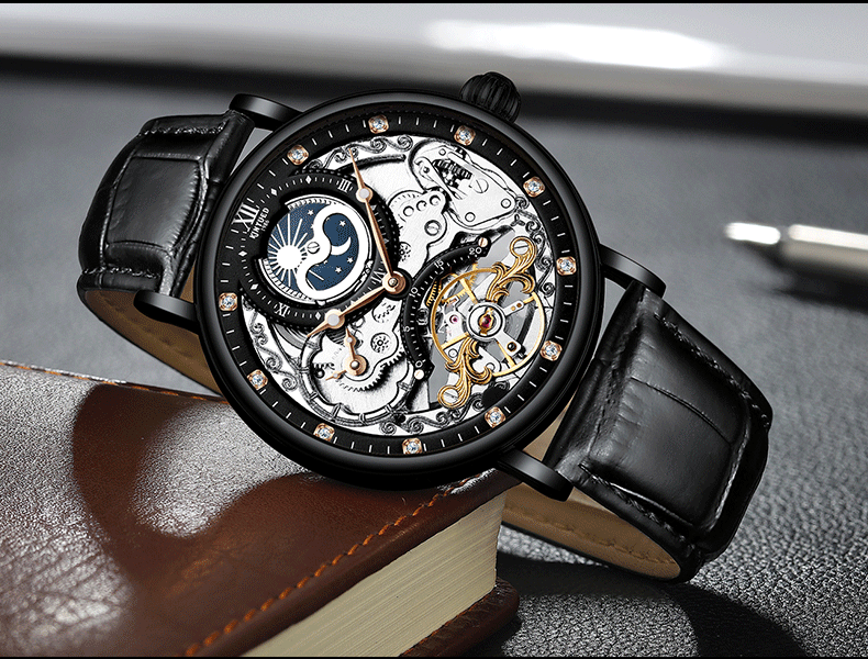 KINYUED New design Multifunctional mechanical watch Tourbillon mechanical movement