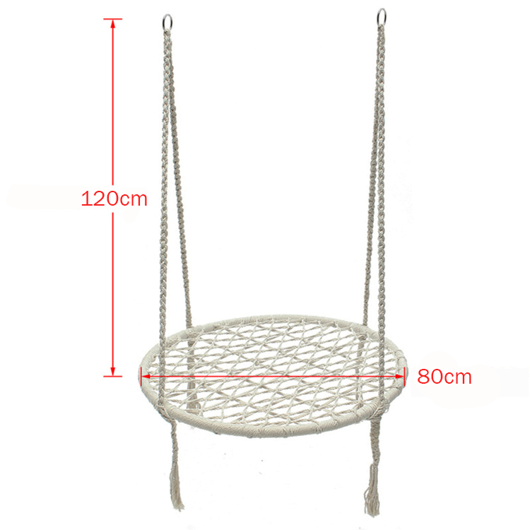 Outdoor Indoor Garden Camping Metal Swing Chair with Cotton Rope and Foldable Design