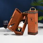 Waterproof Practical Leather Wine Gift Box , Thickened Single Wooden Wine Box