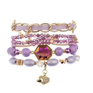 China Hippie Surfer Festival Handmade Jewelry Set Boho Braided Romantic Purple Color wholesale