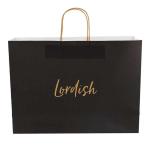 Black Personalized Shopping Tote Paper Bags Private Logo Printed