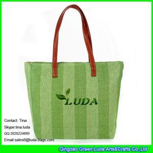 China LUDA leather handles paper straw tote bag shopping fashion handbags wholesale