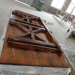 Wholesales Banquet Hotel Home Foldable Solid Pine Wood Farm Table and Bench in Luxury Classic Style with Mail Packing Y