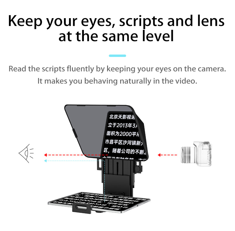Universal Mobile Phone and Pad Prompting Teleprompter for Live Shooting TS-350Pro