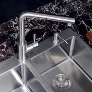 China 360 Degree Swivel Kitchen Sink Faucets Brass Brush Plated Finishing wholesale