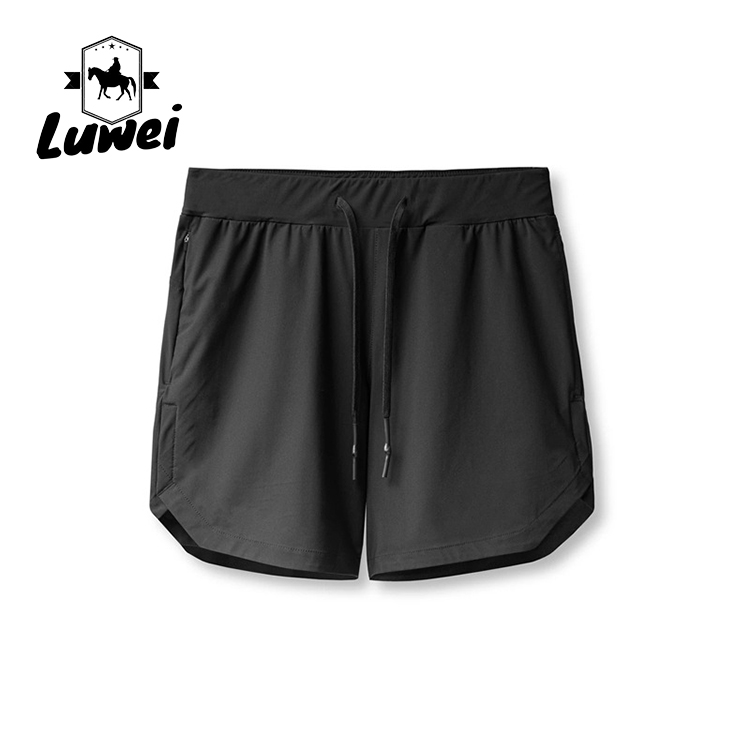 Drawstring Men Sports Shorts Polyester Woven Plain Jogger Workout Shorts