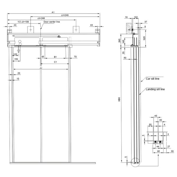 Side Opening Elevator Door Operator JJ 1500-1800mm With ISO9001 Certified