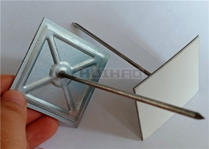 Galvanized Steel Peel & Press Insulation Hangers 50x50x2.7mm On Duct Or Wall Surface