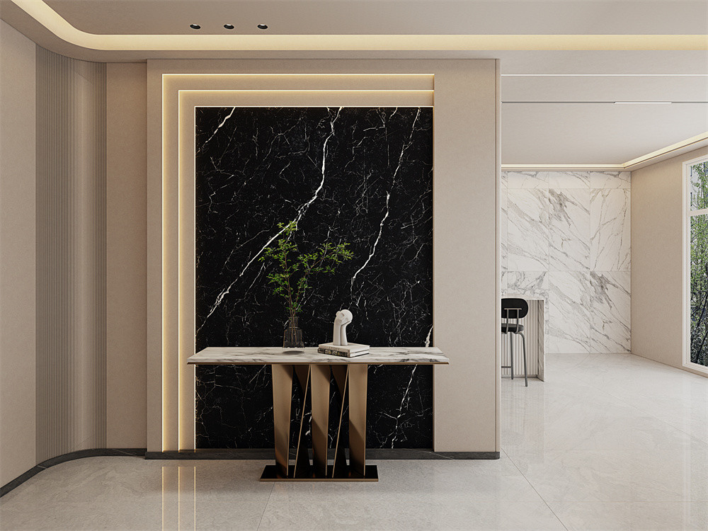 Black Matt Glazed Porcelain Sintered Stone Slab And 160x320cm Non-Slip Marble Slabs For Dining Room