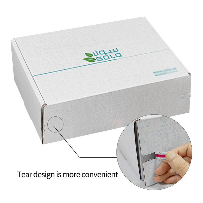 Custom Logo Corrugated Cardboard Shipping E Commerce Packaging Box Tear Strip Zipper Box