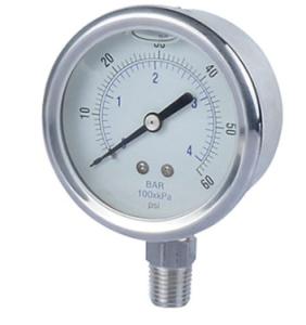 China Oil Glycerin Filled Pressure Gauges 2 Inch 0 1000 Psi Bottom Mounting Full SS wholesale