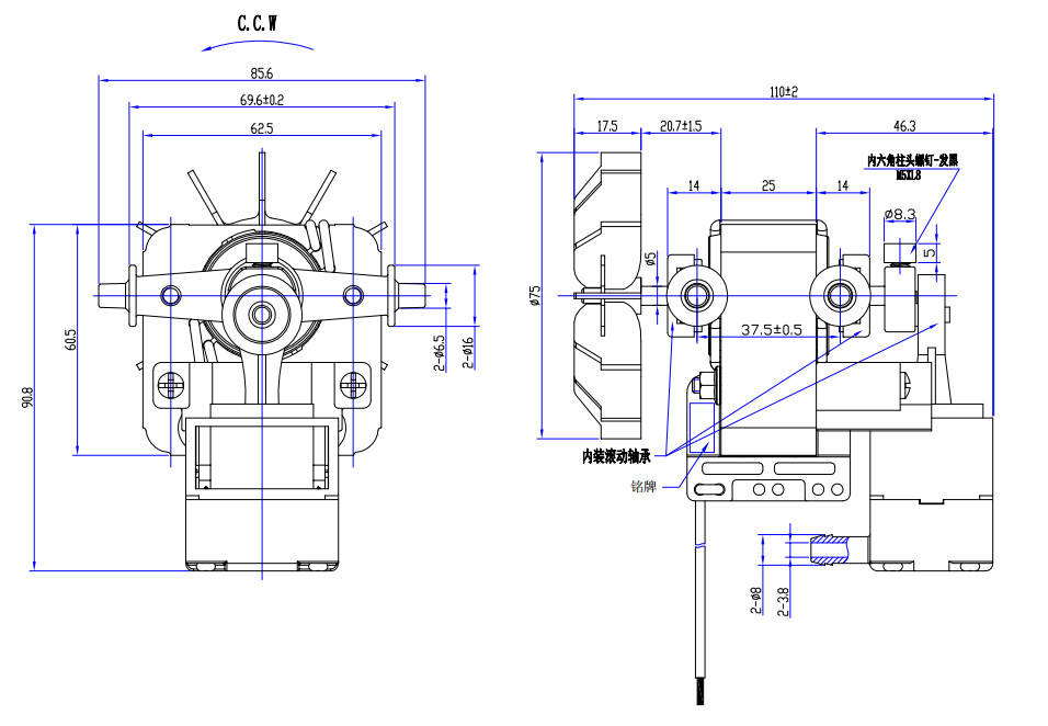 Air Compressor Nebulizer Compressor Motor YJ62 / 300 230V 50HZ