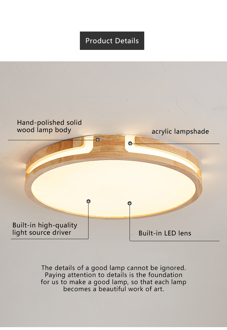Wood Led Ceiling Lights For Living Room Bedroom Kitchen Ceiling Lamp(WH-WA-59）