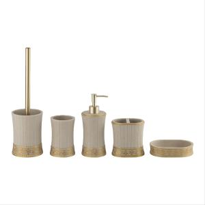 China Luxury sand Polyresin Bathroom Accessories Five-Piece Set S waist shape wholesale