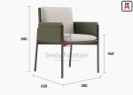 Tanned Leather Upholstered Arm Chair Black Titanium Steel For Restaurant Bar