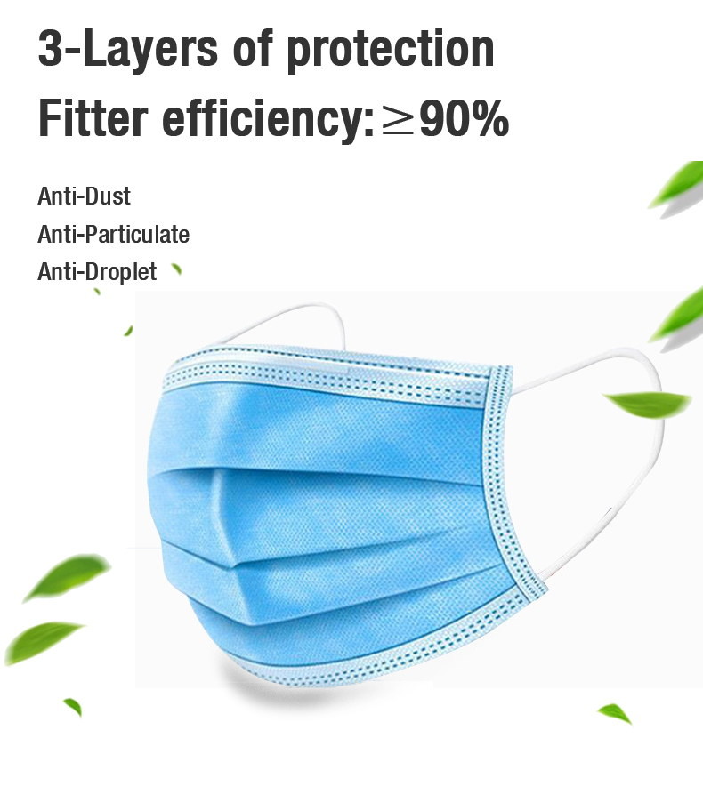 Ear Loop Children's Disposable Face Masks Blue Color With High Filtration Capacity