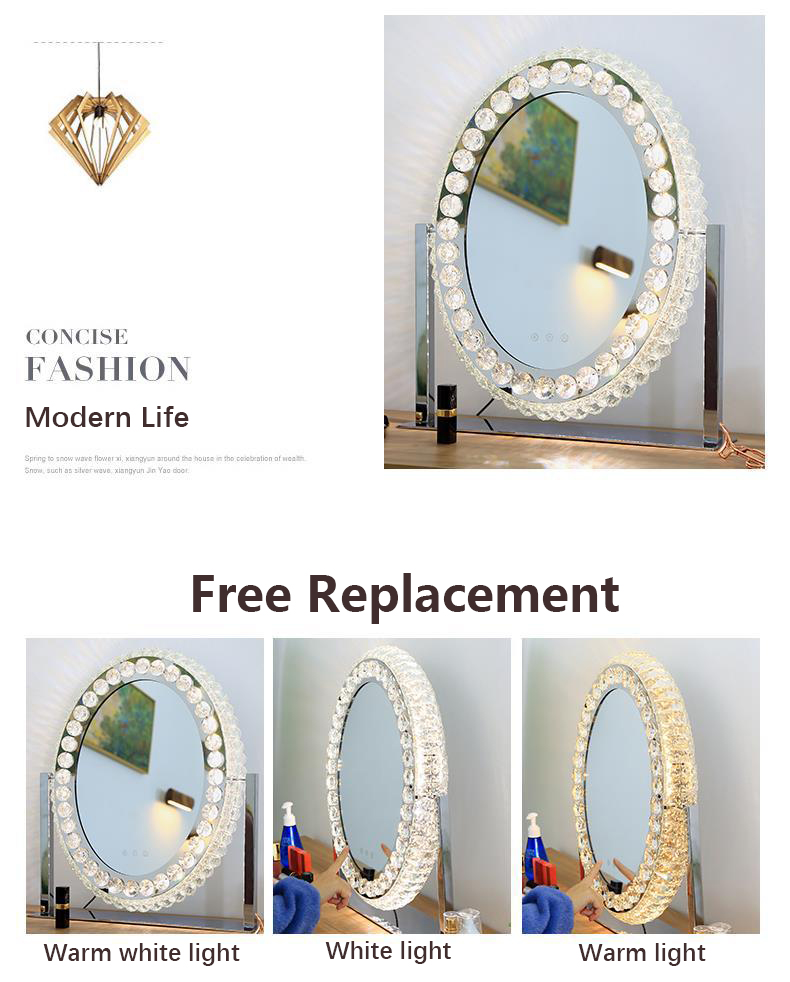 Heart Crystal Vanity Mirror Led Magnifying Mirror ODM