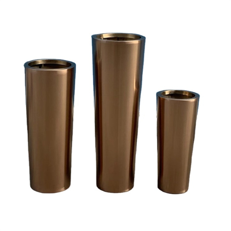 Quality stand planters cylindrical round metal flower pots