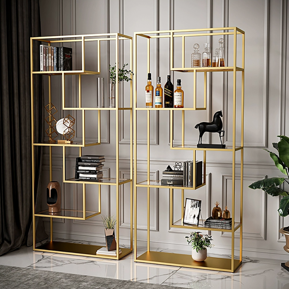 Modern Light Luxury Stainless Bookshelf Steel Office Display Floor Bookcase