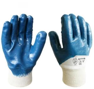 China Knit Cuff Nitrile Coated Gloves Non Slip Cotton Jersey Work Safety Gloves wholesale