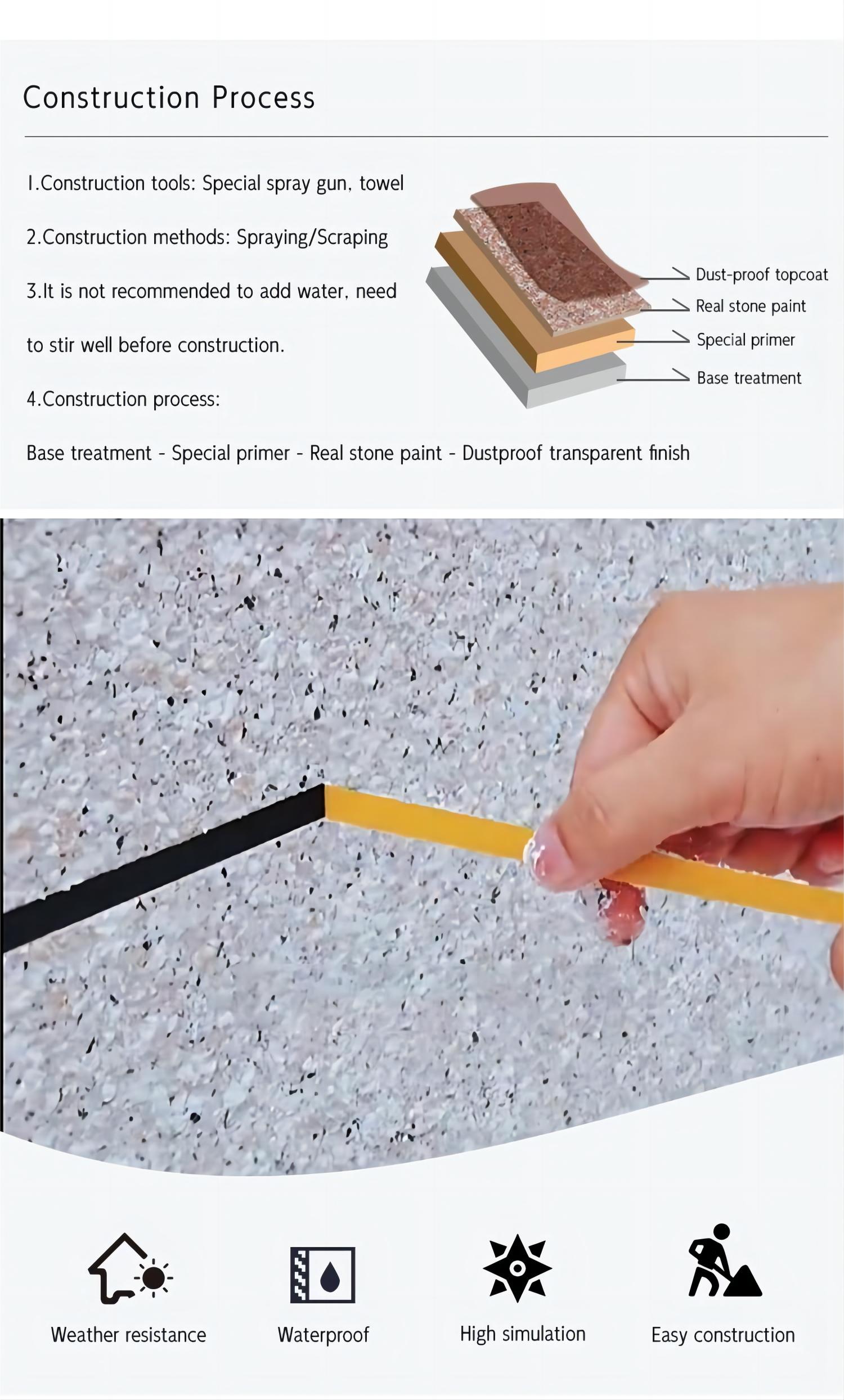 Top-Notch Asian Paints Eco-Friendly Wall Spray Stone Paint Aging Resistance 250 Hours
