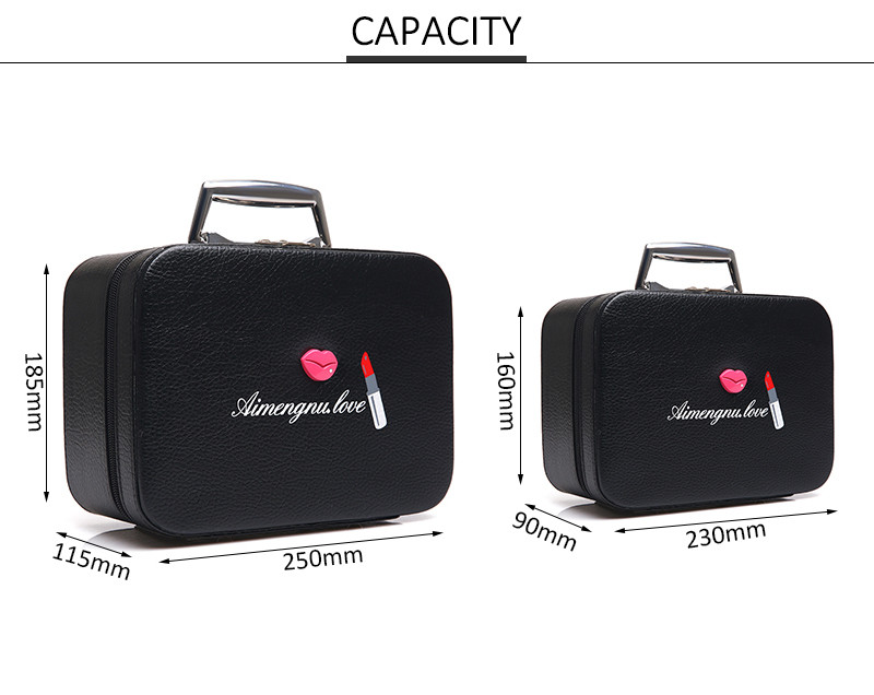 Lightweight L25*D11.5*H18.5CM PU Cosmetic Case With Metal handle